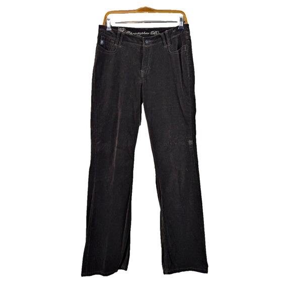 Christopher Blue Pants Women's 8 Brown Flared Velour Textured Y2K Cotton Stretch - Picture 1 of 15